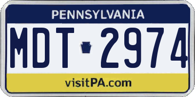 PA license plate MDT2974