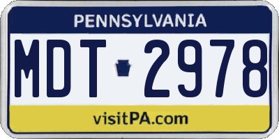 PA license plate MDT2978