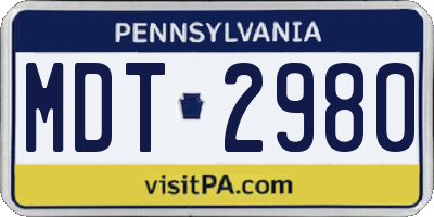 PA license plate MDT2980