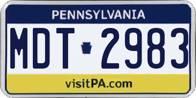 PA license plate MDT2983