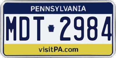 PA license plate MDT2984