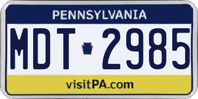 PA license plate MDT2985