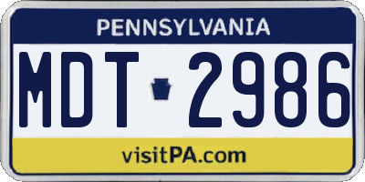 PA license plate MDT2986