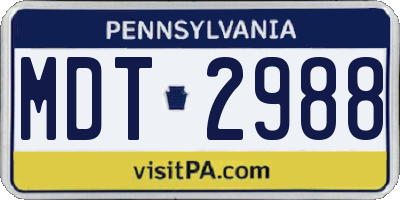 PA license plate MDT2988