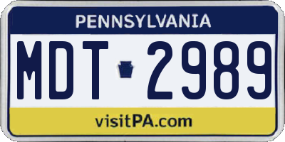 PA license plate MDT2989