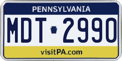 PA license plate MDT2990