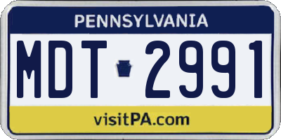 PA license plate MDT2991