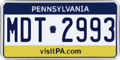 PA license plate MDT2993