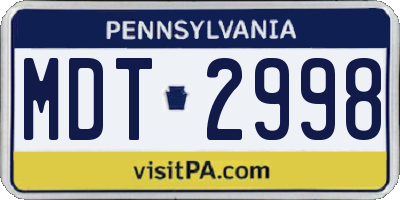 PA license plate MDT2998