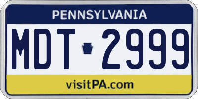 PA license plate MDT2999