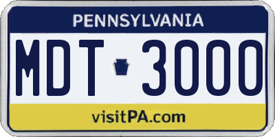 PA license plate MDT3000