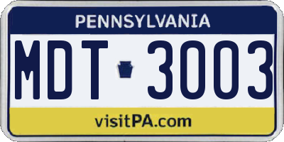 PA license plate MDT3003