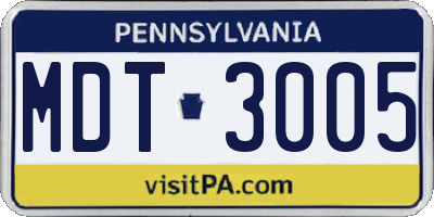 PA license plate MDT3005