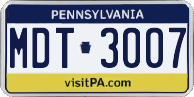 PA license plate MDT3007