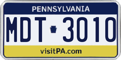 PA license plate MDT3010