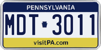 PA license plate MDT3011
