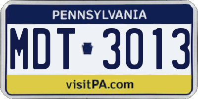 PA license plate MDT3013