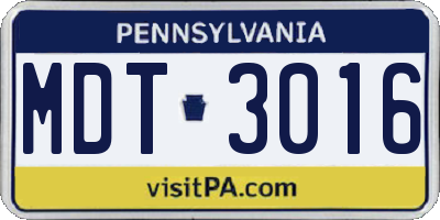 PA license plate MDT3016
