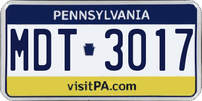 PA license plate MDT3017