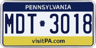 PA license plate MDT3018