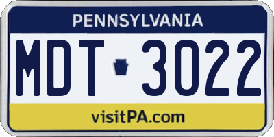 PA license plate MDT3022