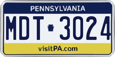PA license plate MDT3024