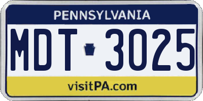 PA license plate MDT3025