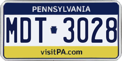 PA license plate MDT3028