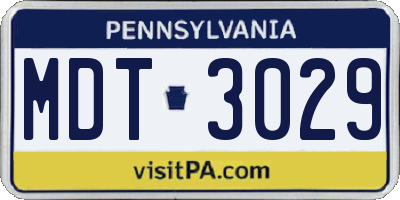 PA license plate MDT3029