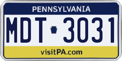 PA license plate MDT3031