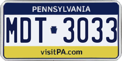 PA license plate MDT3033