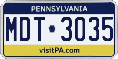 PA license plate MDT3035