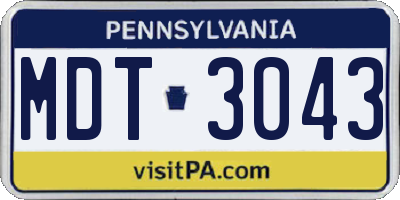 PA license plate MDT3043