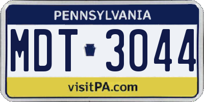 PA license plate MDT3044