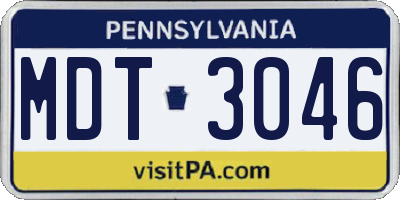 PA license plate MDT3046