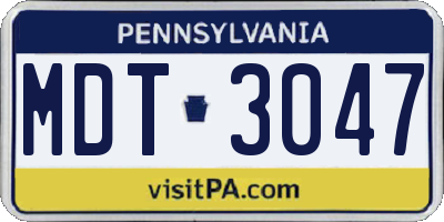 PA license plate MDT3047