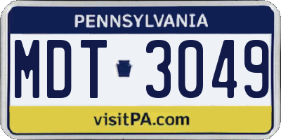 PA license plate MDT3049