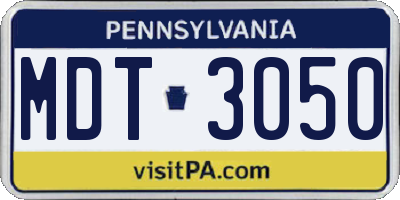 PA license plate MDT3050