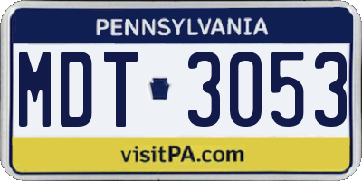 PA license plate MDT3053