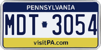 PA license plate MDT3054