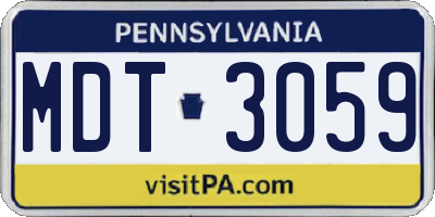 PA license plate MDT3059