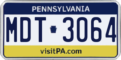PA license plate MDT3064