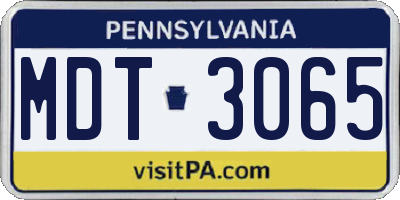 PA license plate MDT3065