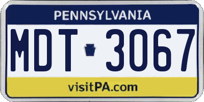 PA license plate MDT3067
