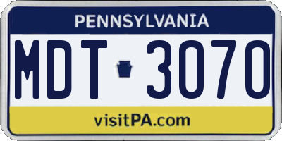 PA license plate MDT3070