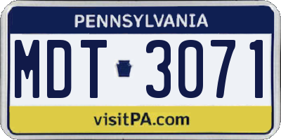 PA license plate MDT3071