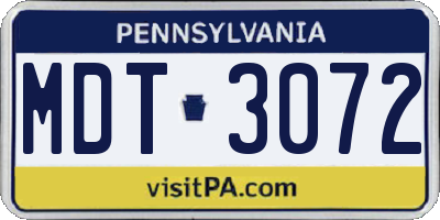 PA license plate MDT3072