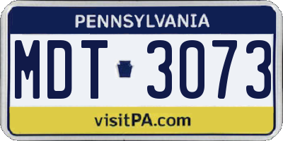 PA license plate MDT3073