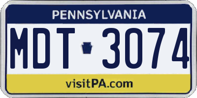 PA license plate MDT3074
