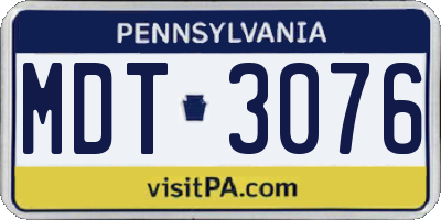 PA license plate MDT3076